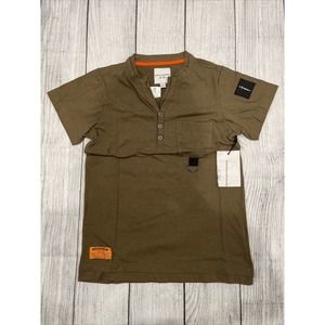 Bushwick Industries Shirt XL Brown Tough Military Tough Garment Button V Neck O1